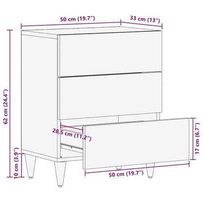 Bedside table 50x33x60 cm solid mango wood