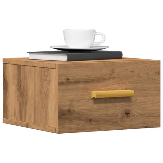 Mesa de cabeceira de parede 35x35x20 cm cor carvalho artisiano