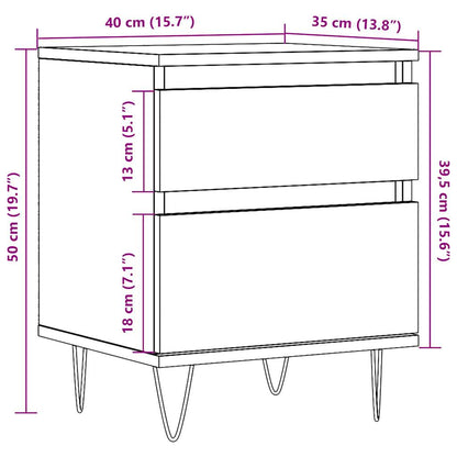 Mesas cabeceira 2pcs 40x35x50cm derivados madeira madeira velha