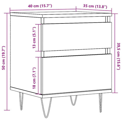 Bedside table 40x35x50 cm derived from artisanal oak wood