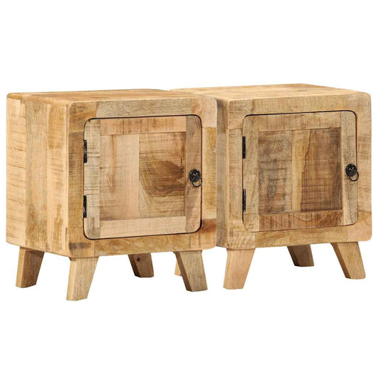 Bedside tables 2 pcs 40x32x46 cm solid rough mango wood
