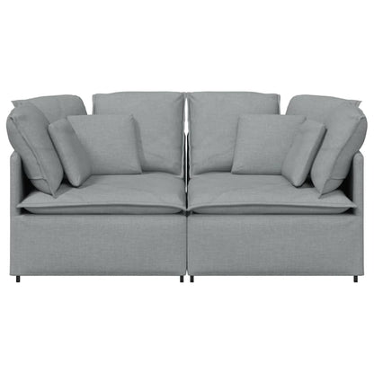 Sofá modular com almofadas tecido cinzento-claro