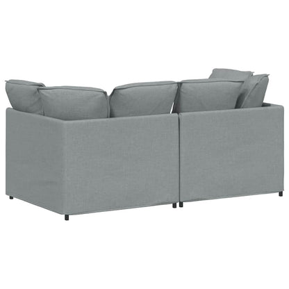 Sofá modular com almofadas tecido cinzento-claro