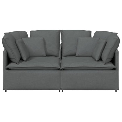 Sofá modular com almofadas tecido cinzento-escuro