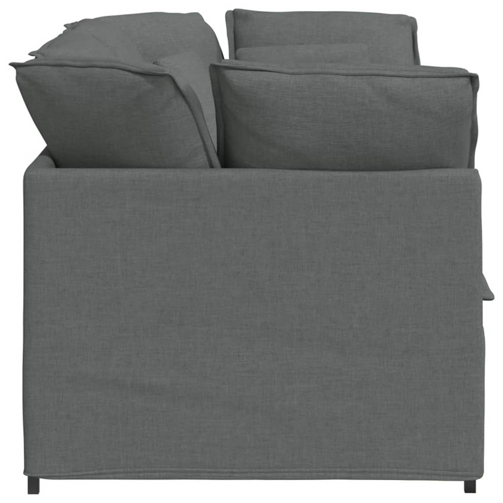 Sofá modular com almofadas tecido cinzento-escuro