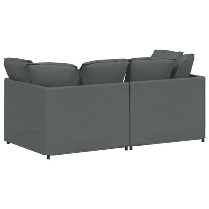 Sofá modular com almofadas tecido cinzento-escuro