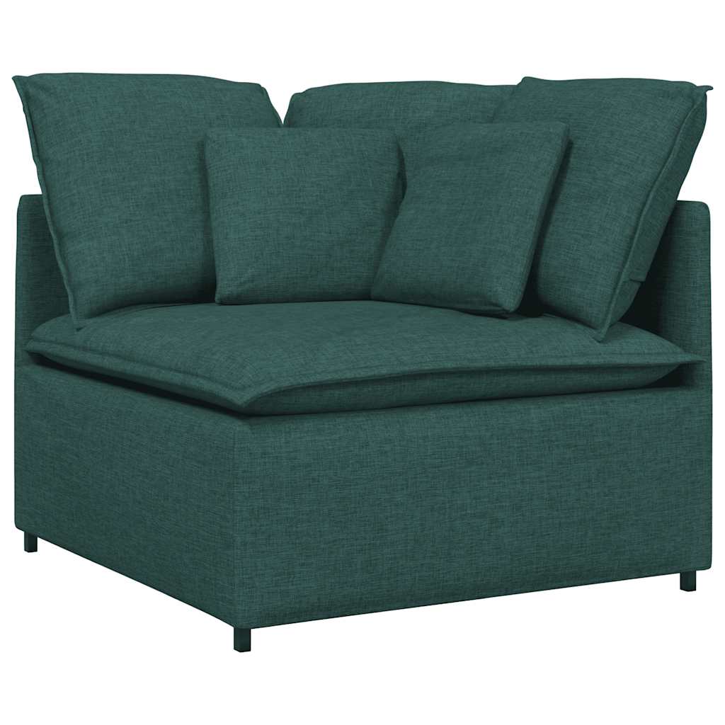 Sofá modular com almofadas tecido verde-escuro