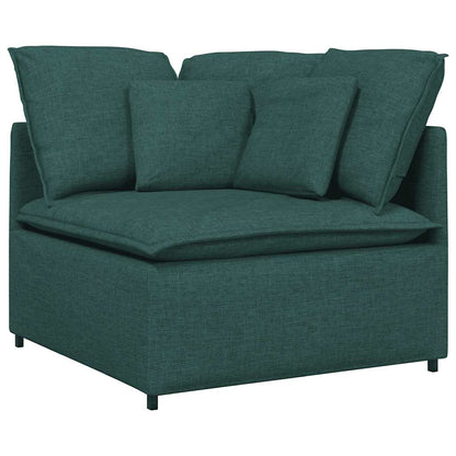 Sofá modular com almofadas tecido verde-escuro