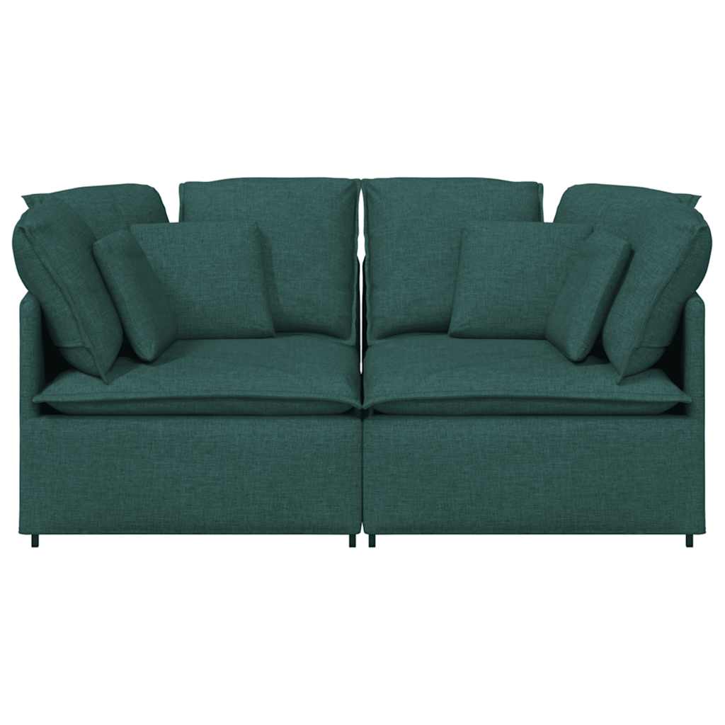 Sofá modular com almofadas tecido verde-escuro