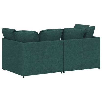 Sofá modular com almofadas tecido verde-escuro