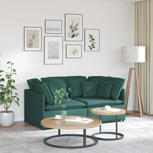 Sofá modular com almofadas tecido verde-escuro