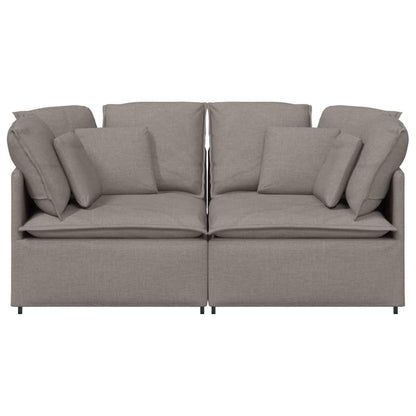 Sofá modular com almofadas tecido castanho-acinzentado