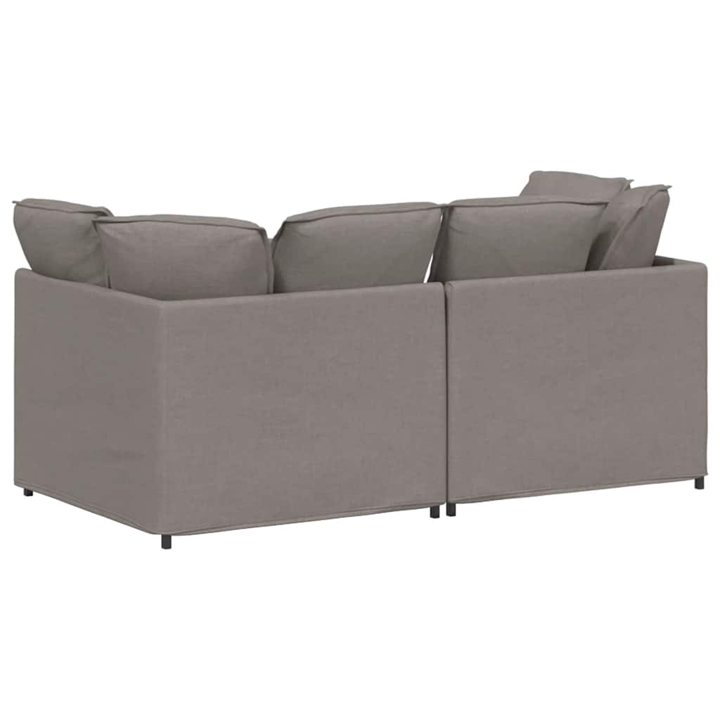 Sofá modular com almofadas tecido castanho-acinzentado