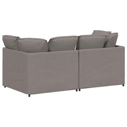 Sofá modular com almofadas tecido castanho-acinzentado