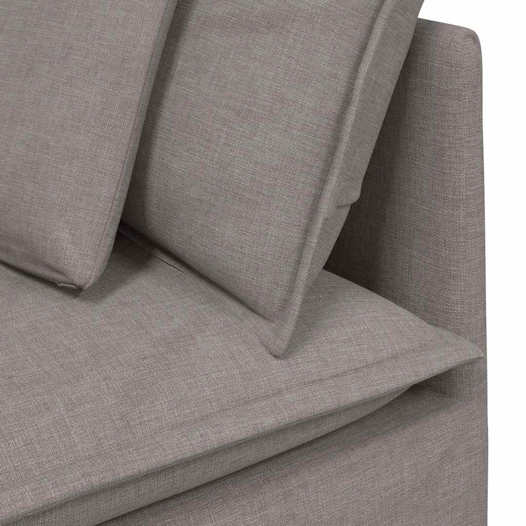 Sofá modular com almofadas tecido castanho-acinzentado
