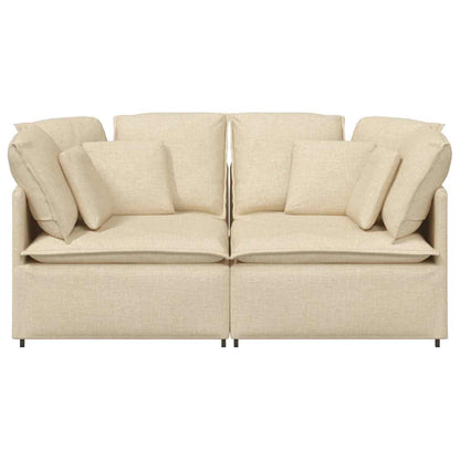 Sofá modular com almofadas tecido creme
