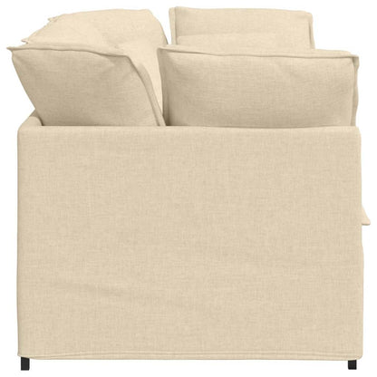 Sofá modular com almofadas tecido creme