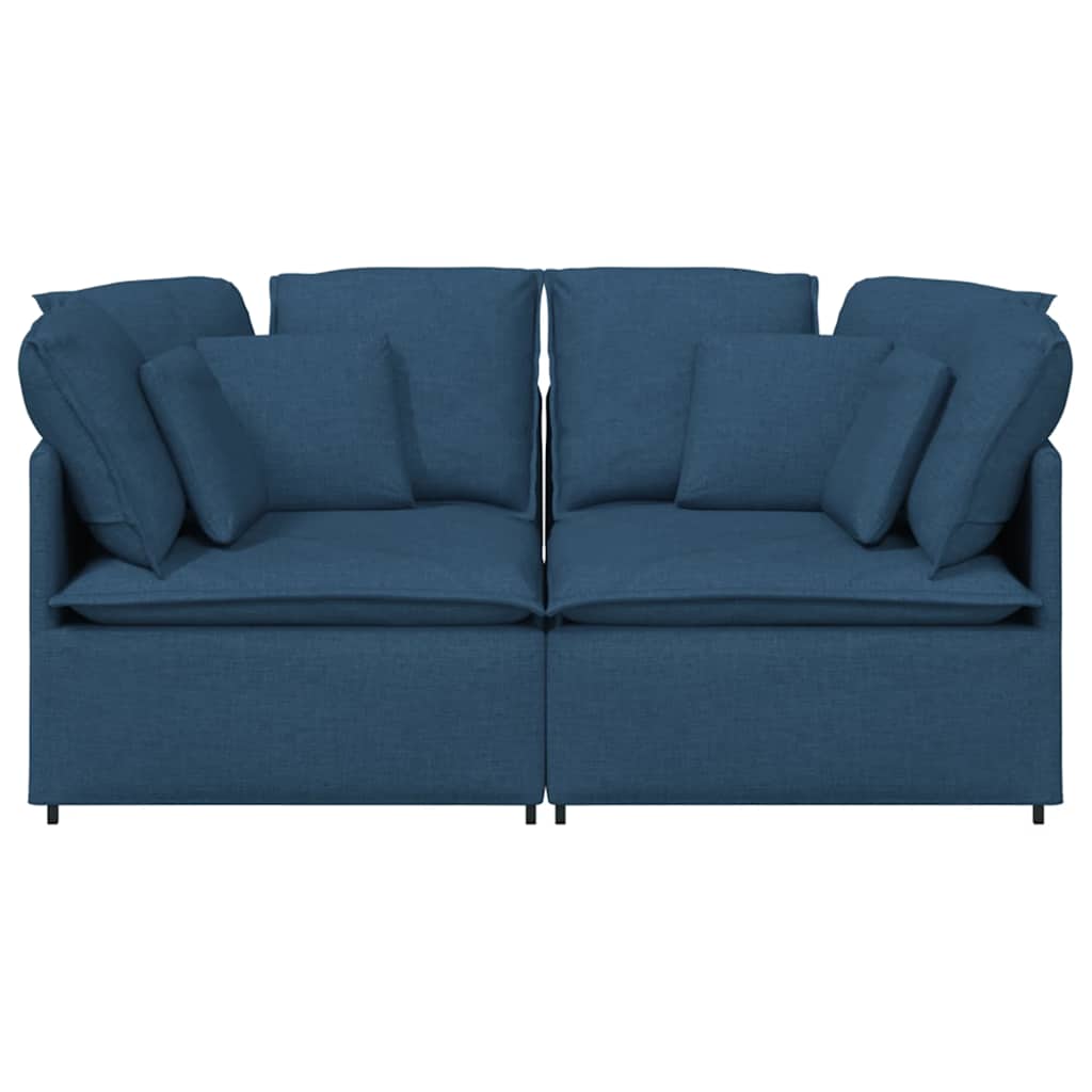 Sofá modular com almofadas tecido azul
