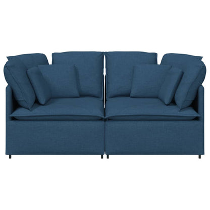 Sofá modular com almofadas tecido azul