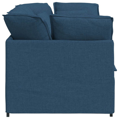 Sofá modular com almofadas tecido azul