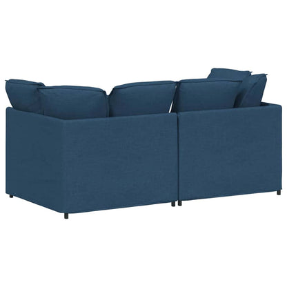 Sofá modular com almofadas tecido azul
