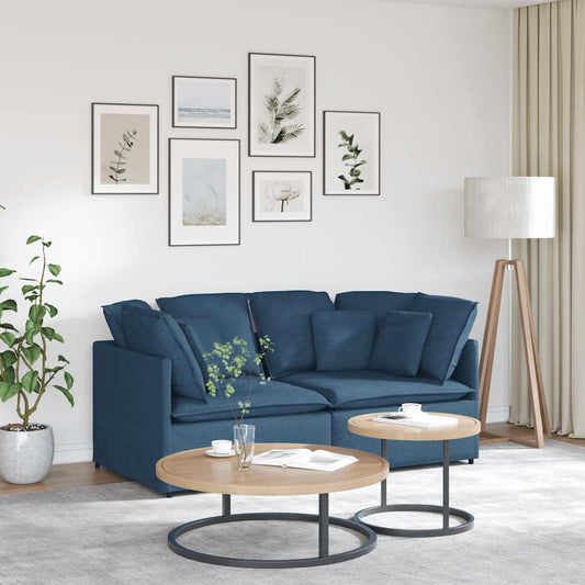 Sofá modular com almofadas tecido azul