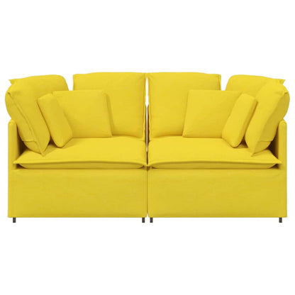 Sofá modular com almofadas tecido amarelo-claro