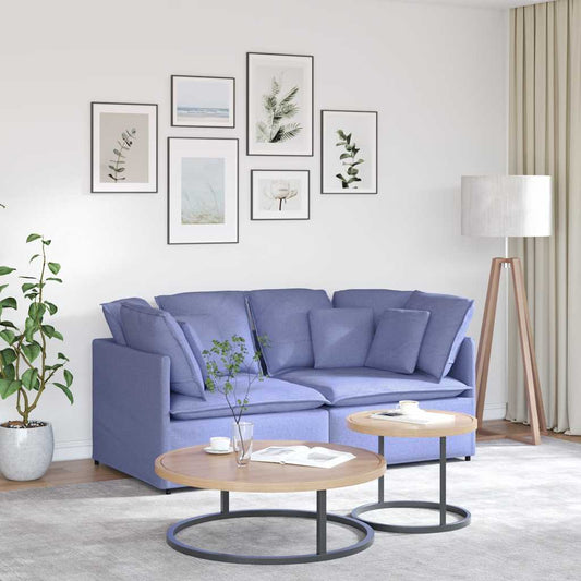 Sofá modular com almofadas tecido azul ganga