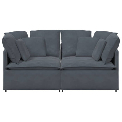 Sofá modular com almofadas veludo cinzento-escuro