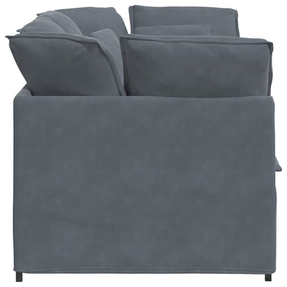 Sofá modular com almofadas veludo cinzento-escuro