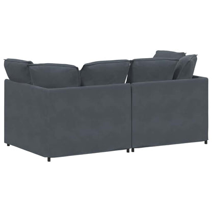 Sofá modular com almofadas veludo cinzento-escuro