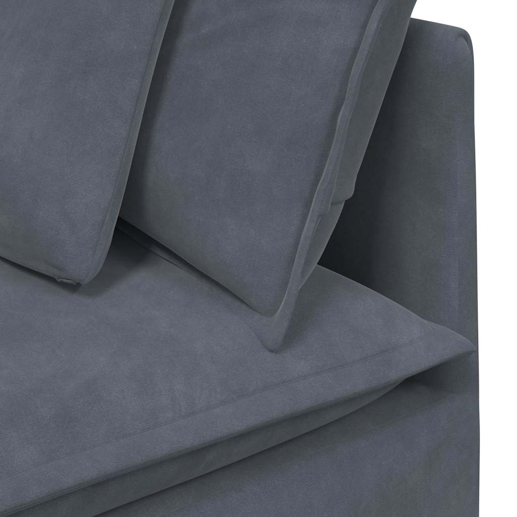 Sofá modular com almofadas veludo cinzento-escuro