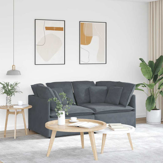 Sofá modular com almofadas veludo cinzento-escuro