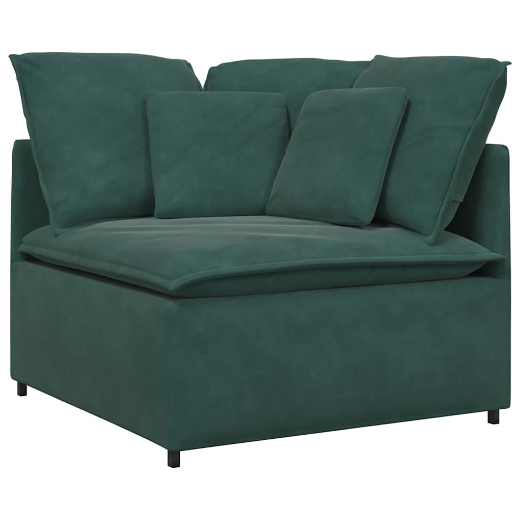 Sofá modular com almofadas veludo verde-escuro