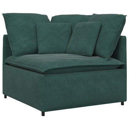 Sofá modular com almofadas veludo verde-escuro