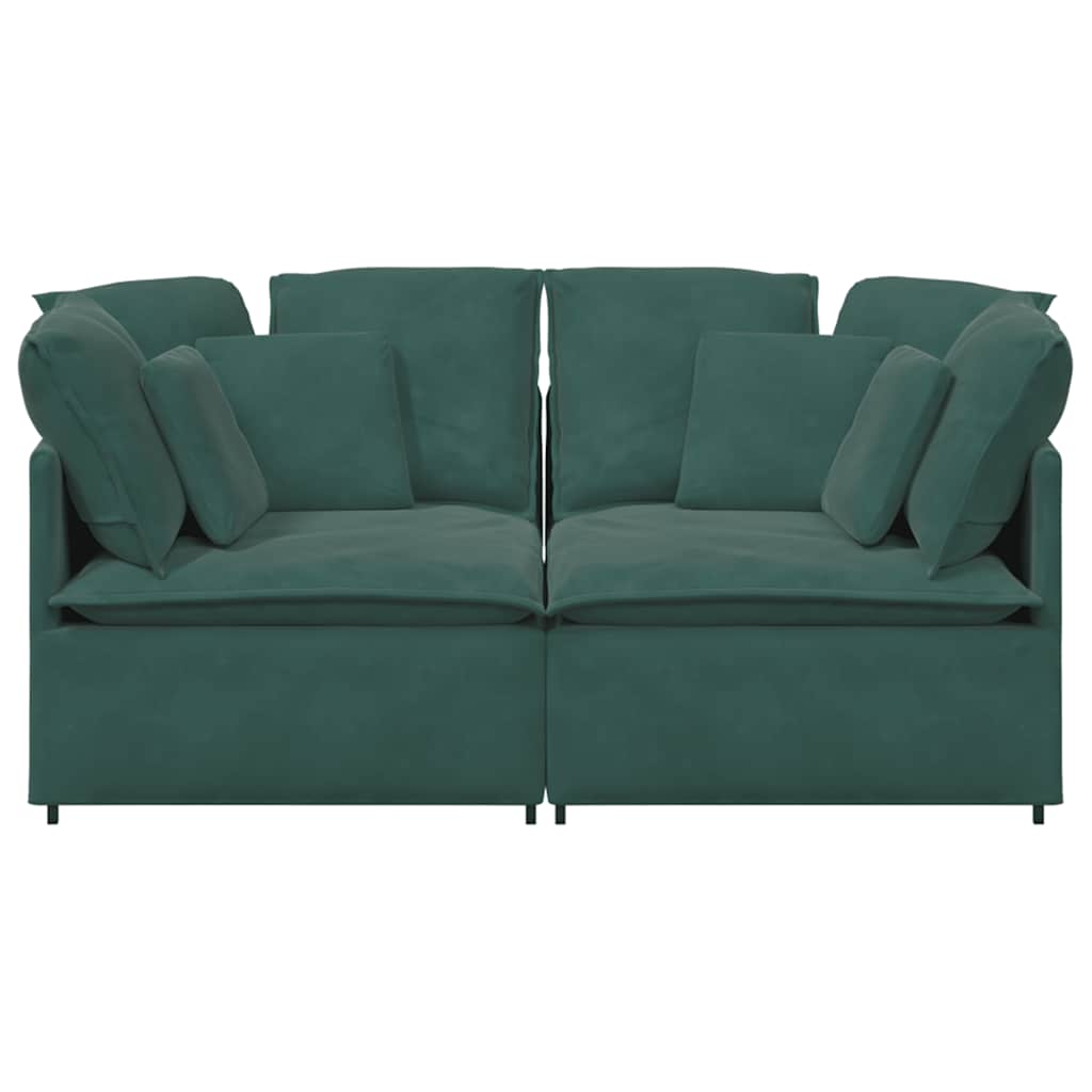 Sofá modular com almofadas veludo verde-escuro