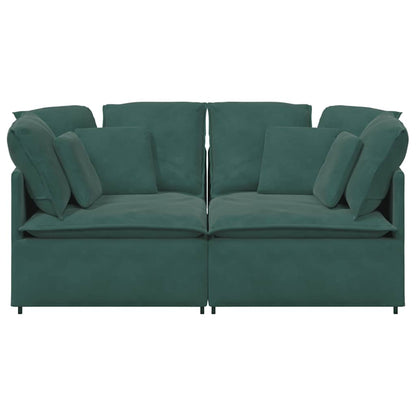 Sofá modular com almofadas veludo verde-escuro