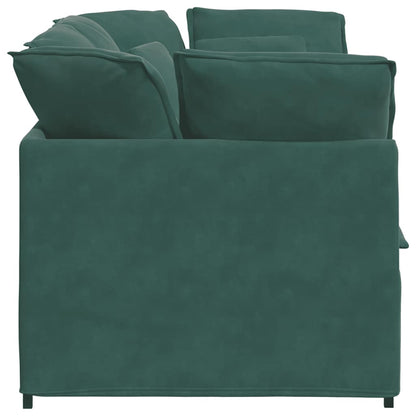 Sofá modular com almofadas veludo verde-escuro