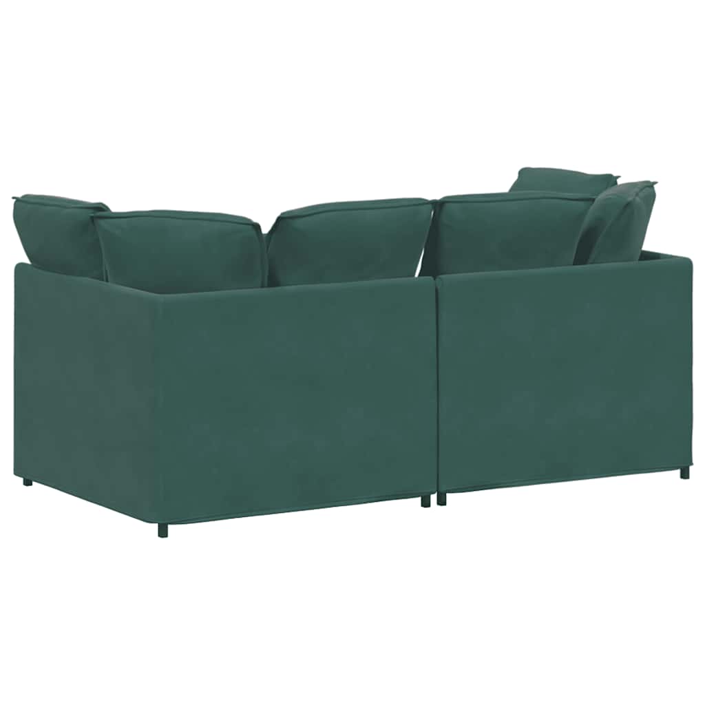 Sofá modular com almofadas veludo verde-escuro