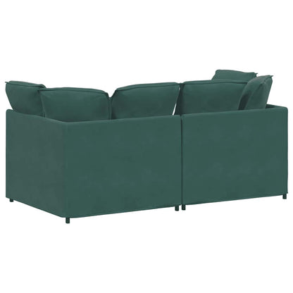 Sofá modular com almofadas veludo verde-escuro