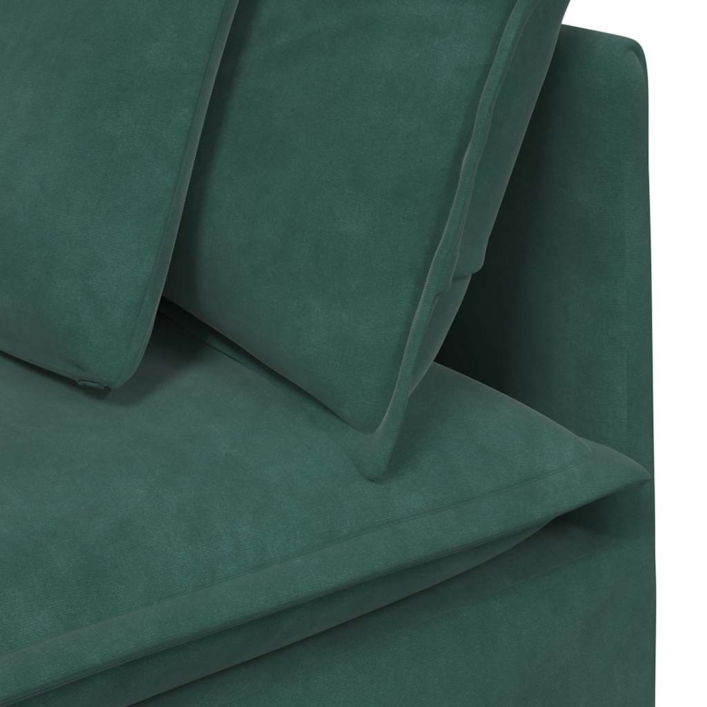 Sofá modular com almofadas veludo verde-escuro