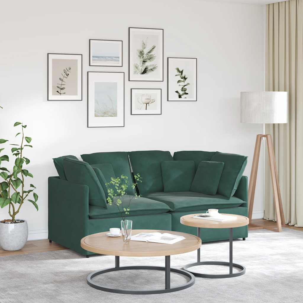 Sofá modular com almofadas veludo verde-escuro