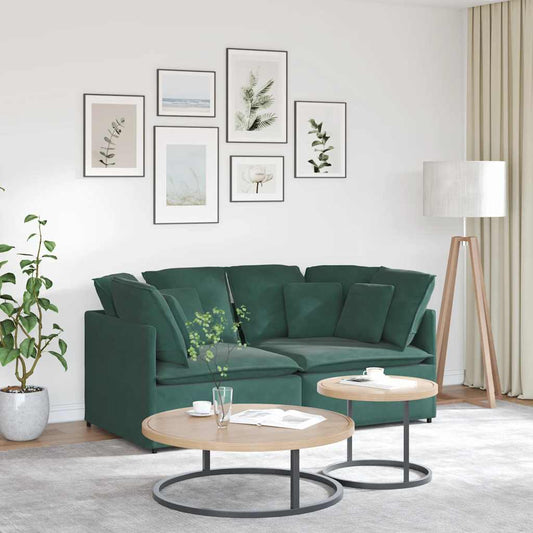 Sofá modular com almofadas veludo verde-escuro