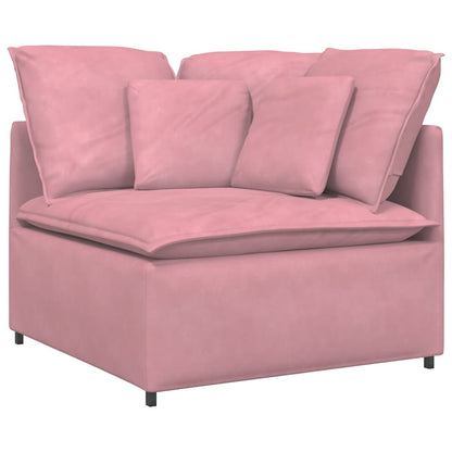 Sofá modular com almofadas veludo rosa