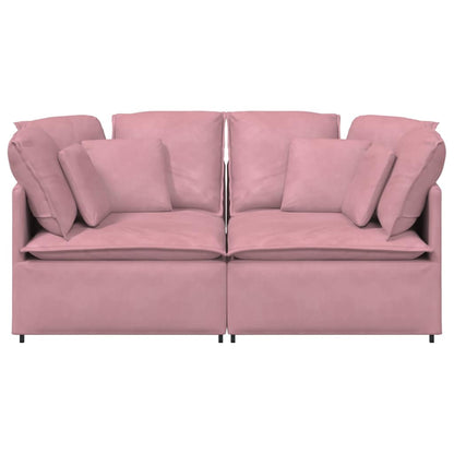 Sofá modular com almofadas veludo rosa