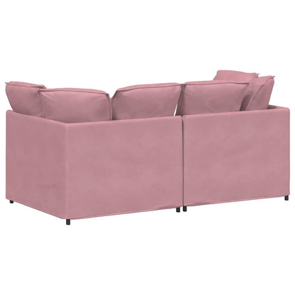 Sofá modular com almofadas veludo rosa