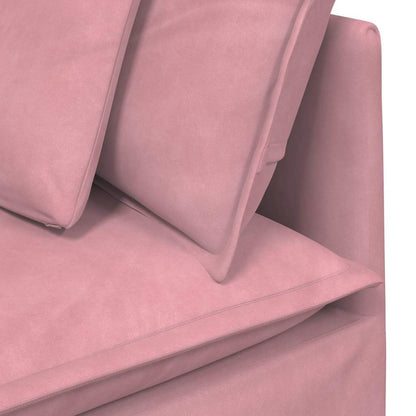Sofá modular com almofadas veludo rosa