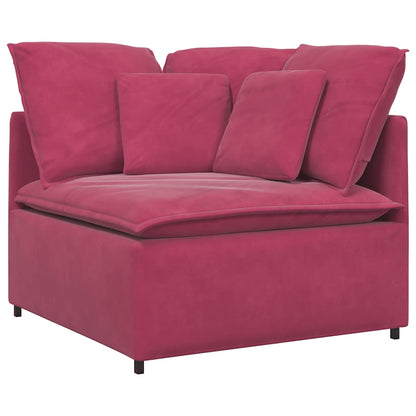 Sofá modular com almofadas veludo vermelho tinto