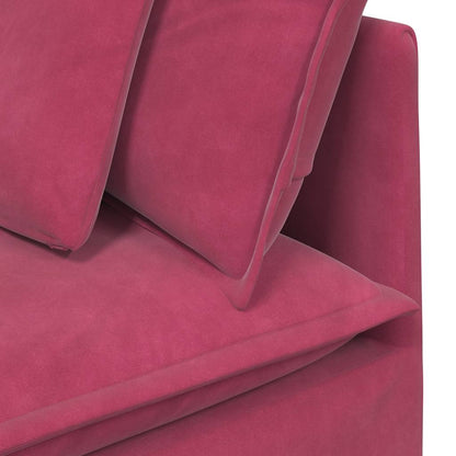 Sofá modular com almofadas veludo vermelho tinto