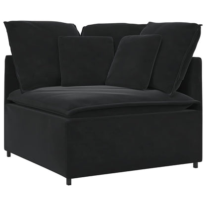 Sofá modular com almofadas veludo preto